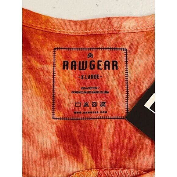 NEW RawGear Men's XL Orange Yellow Tie Dye Tank Top Muscle Shirt Workout - Picture 4 of 5